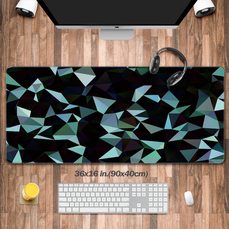 Mousepad Xl Extended - Retro Polygon Design Desk Pad, Abstract