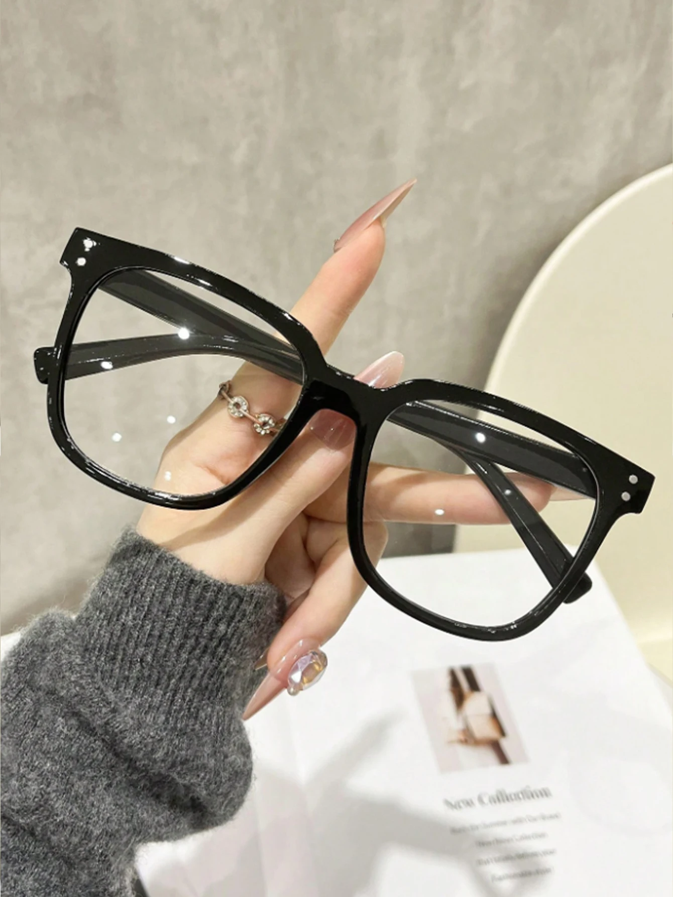 Blue Light Glasses - Classic Black Square Eyeglass Frame for