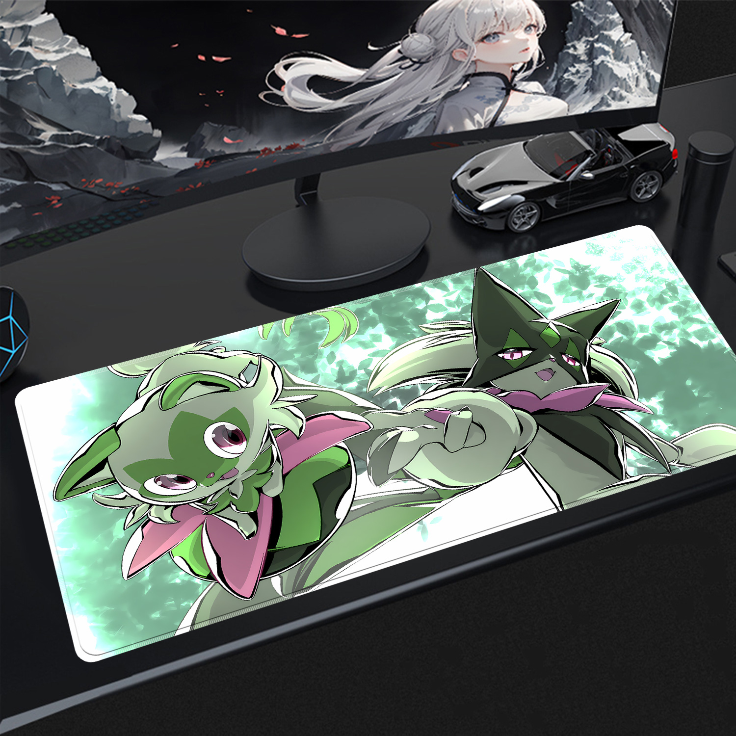 Home Office Keyboard And Mouse - Kawaii Pokemon Meowscarada Gaming Desk Mouse