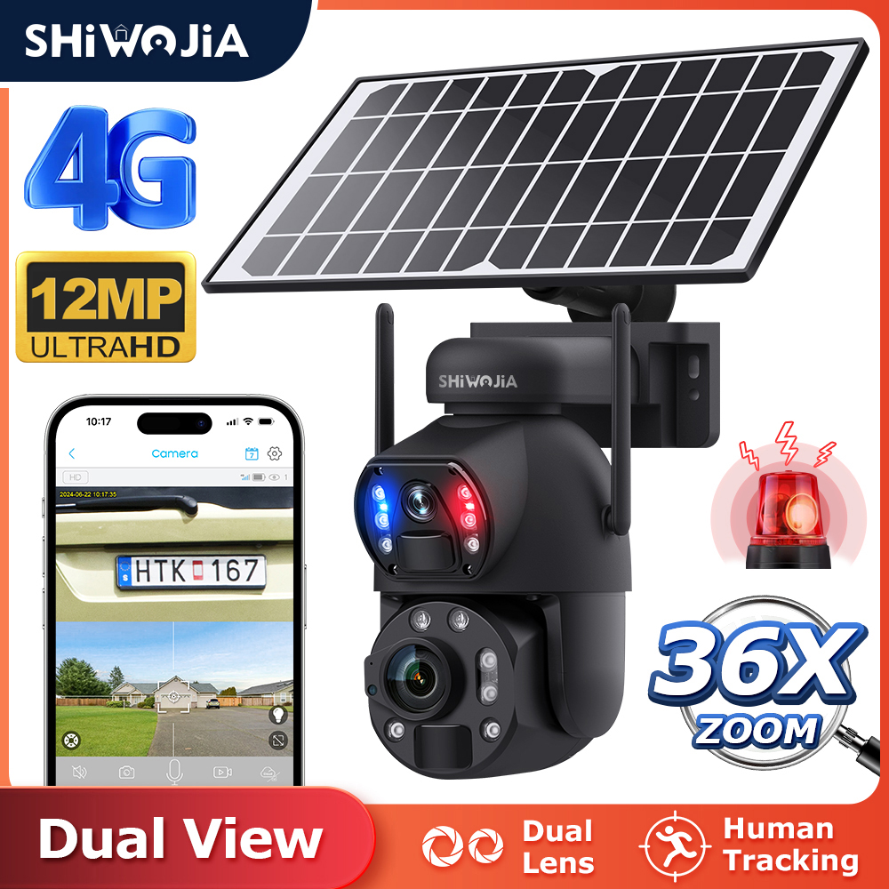 Home Office Zoom - SHIWOJIA 6K 12MP 4G Solar Camera