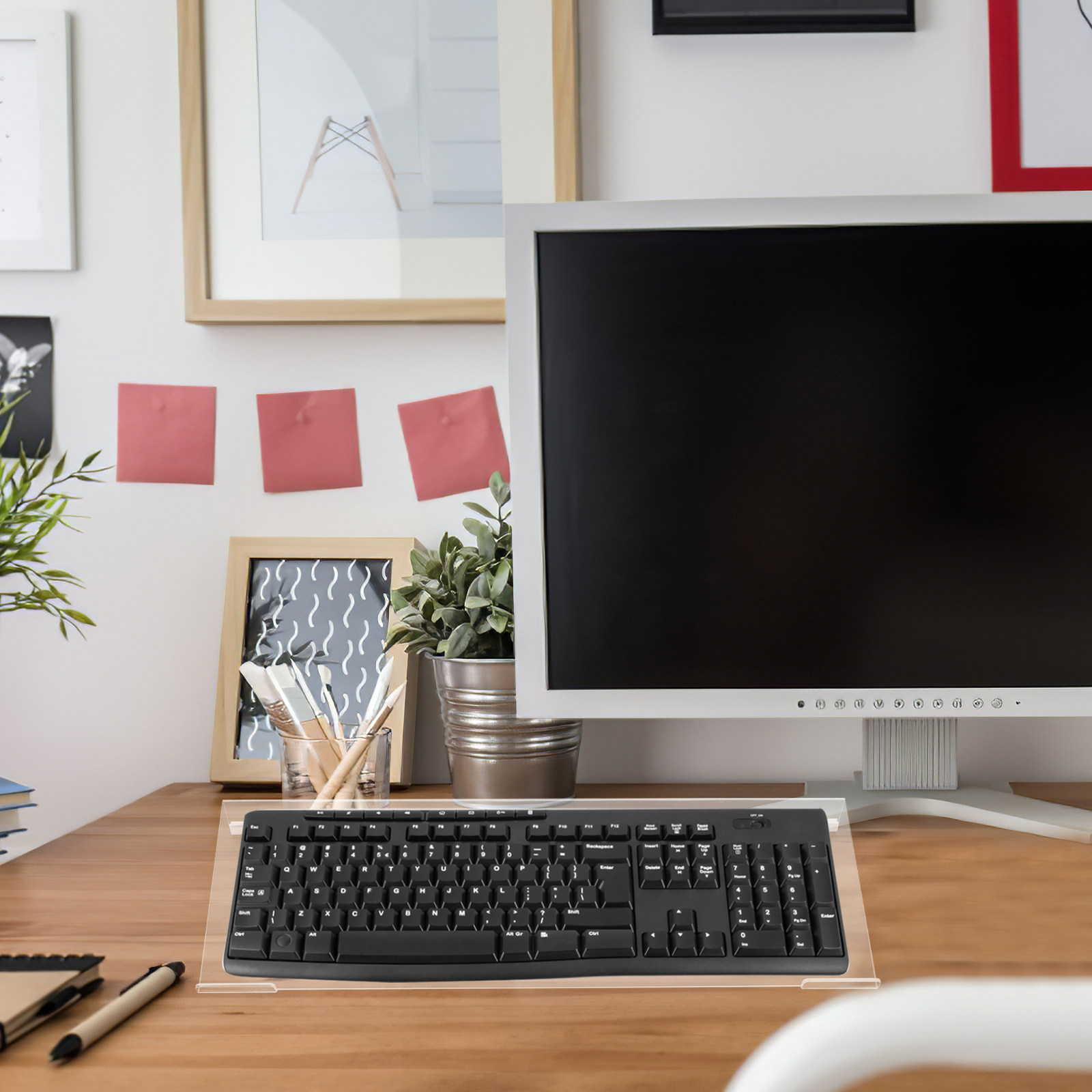 Keyboard Tray Under Desk - Computer Keyboard Stand Transparent Acrylic Low