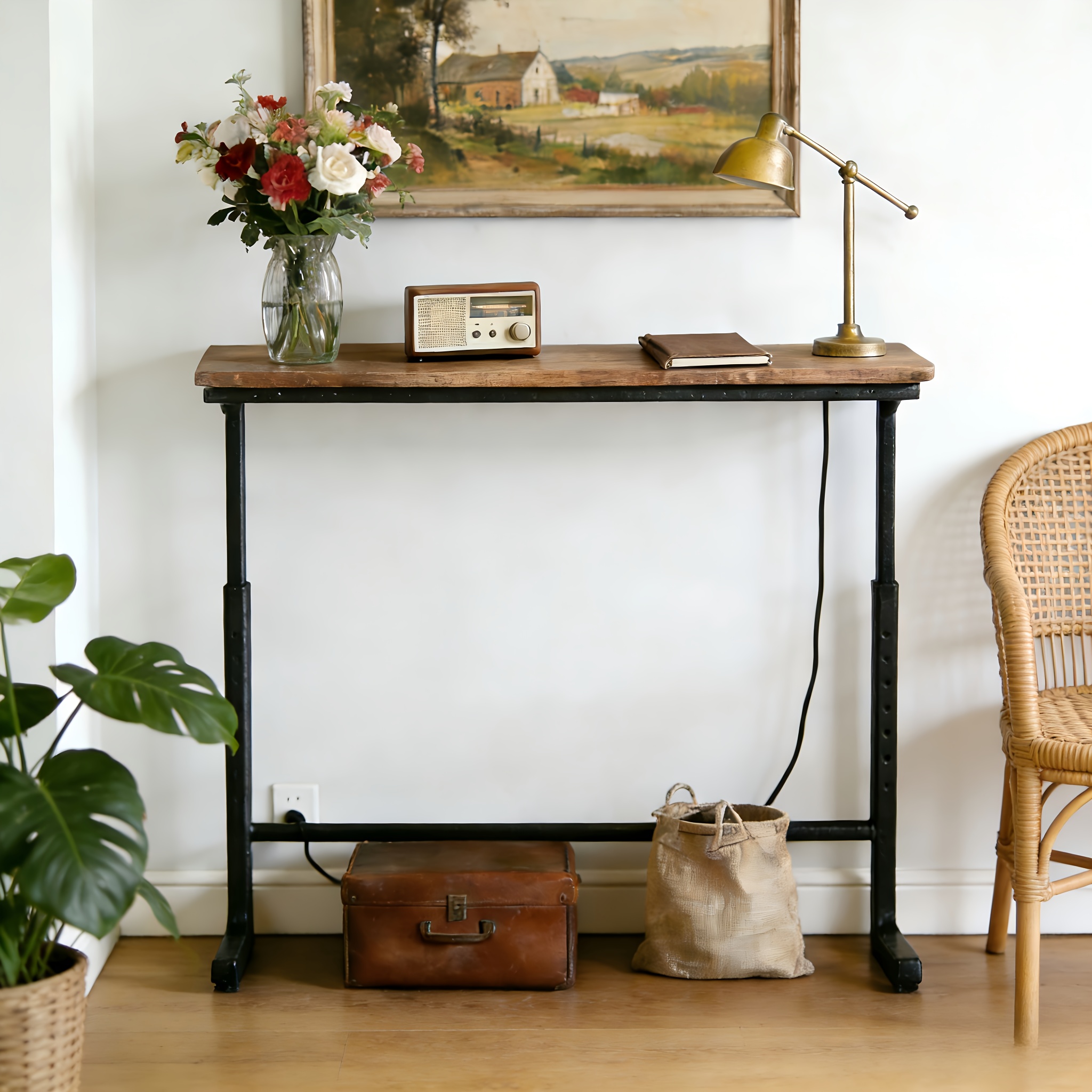 Home Or Office Use - Adjustable Sofa Side Table for Entryway,