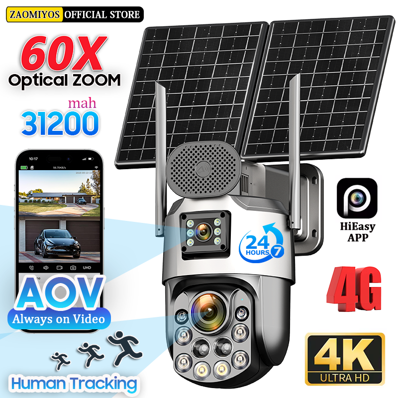 Home Office Zoom - Dual Lens Home Outdoor Surveillance Solar