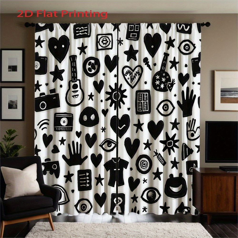 Graffiti Art Curtains 2pcs – B – обзор и цена Home Office Icon