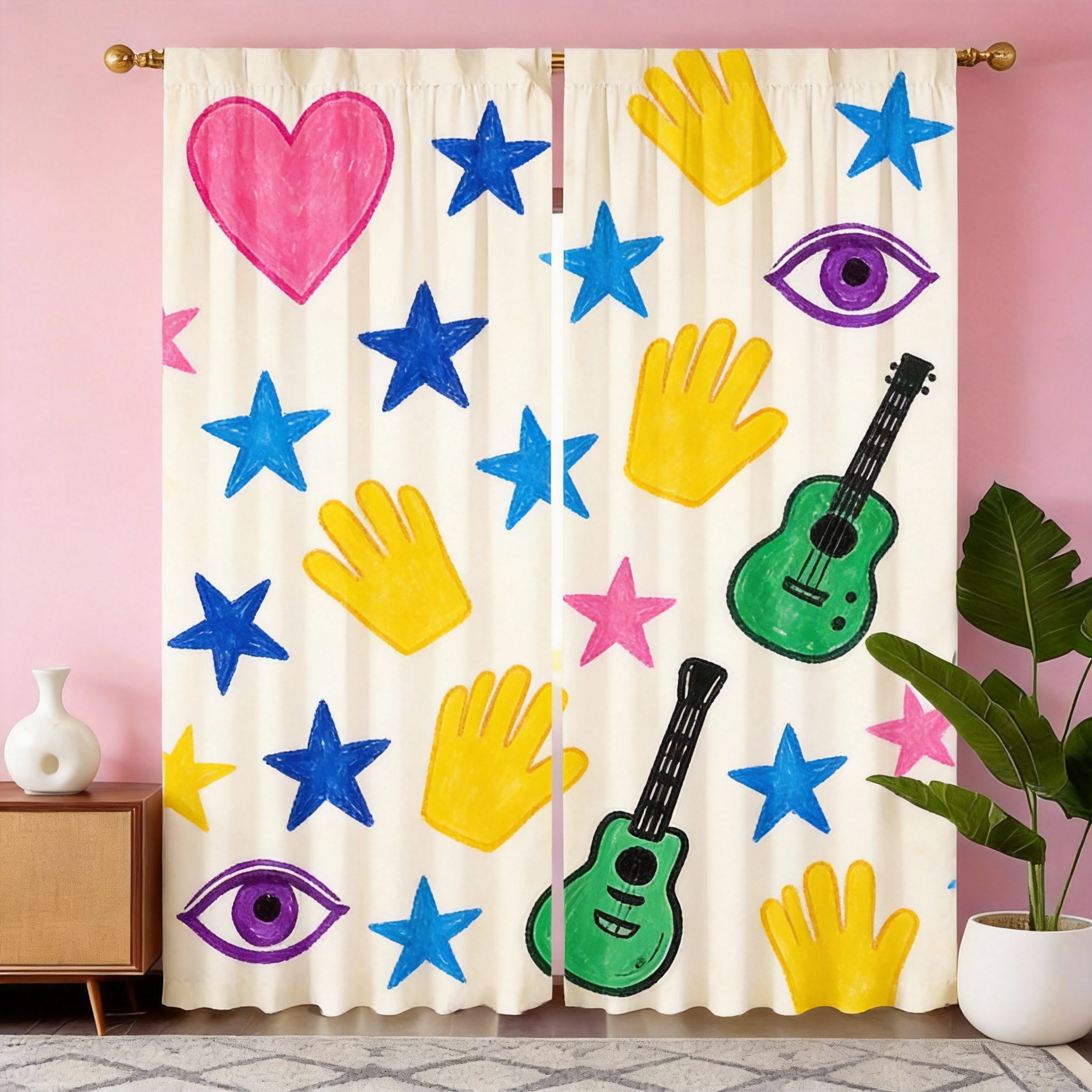 Graffiti Art Curtains 2pcs – B – обзор и цена Home Office Icon