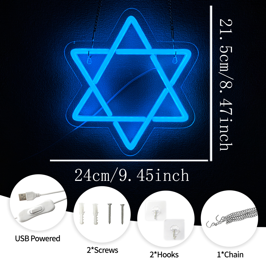 David Star Blue Led Neon Sign, – обзор и цена Home Office Icon