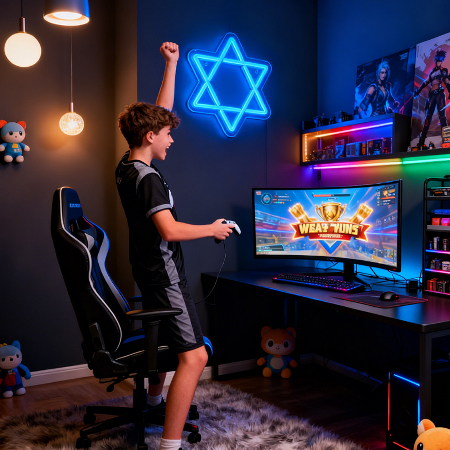 David Star Blue Led Neon Sign, – обзор и цена Home Office Icon