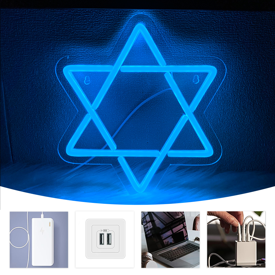 David Star Blue Led Neon Sign, – обзор и цена Home Office Icon