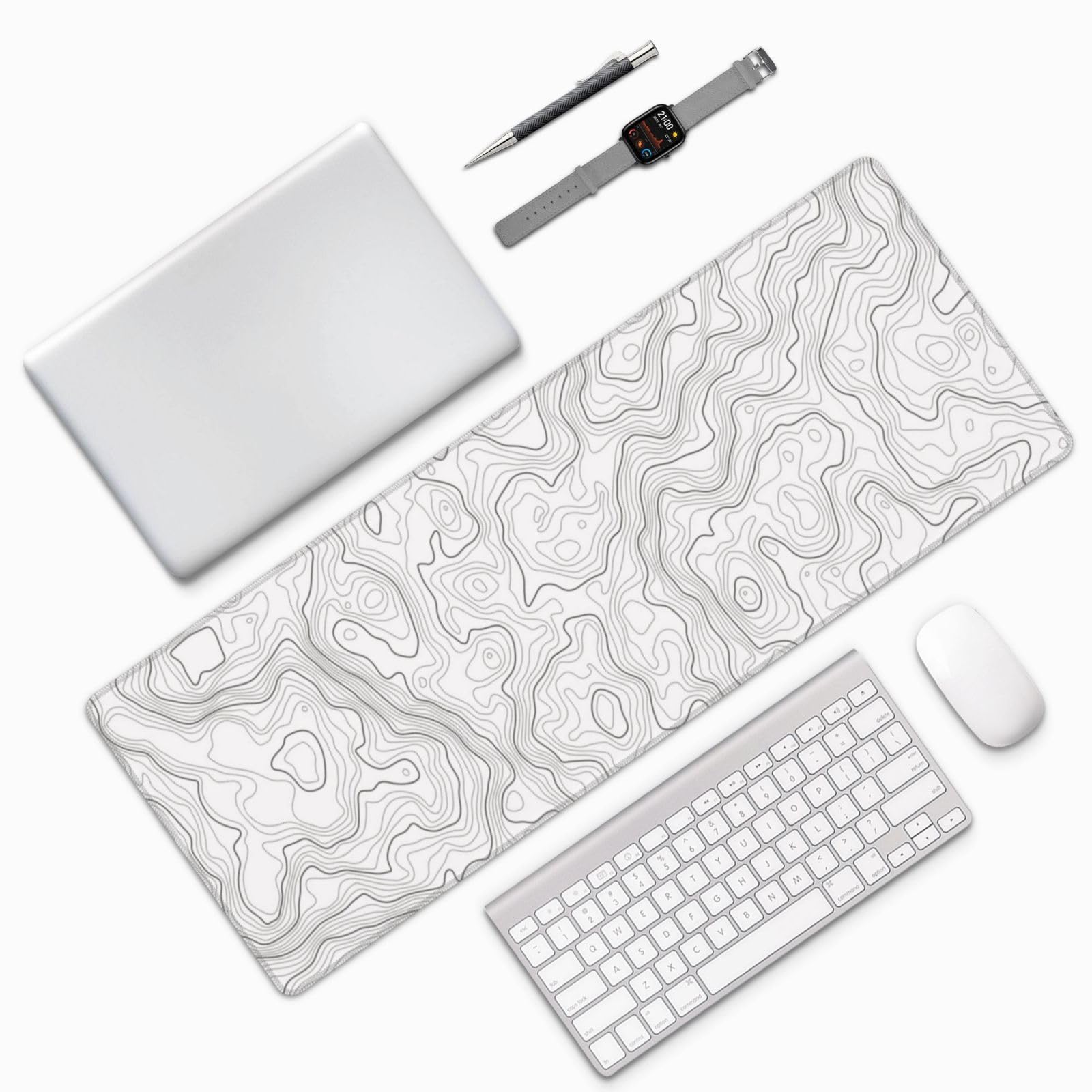 Abstract White Topographic Con – обзор и цена Mousepad Xl Extended