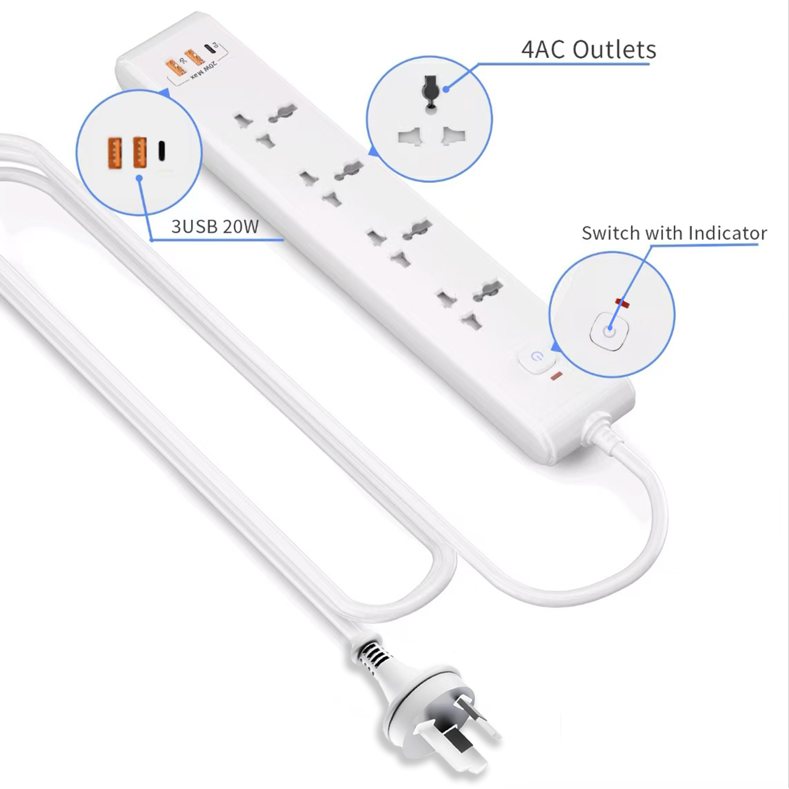 1pc white AU Wall mounted powe – обзор и цена Home Or Office Use