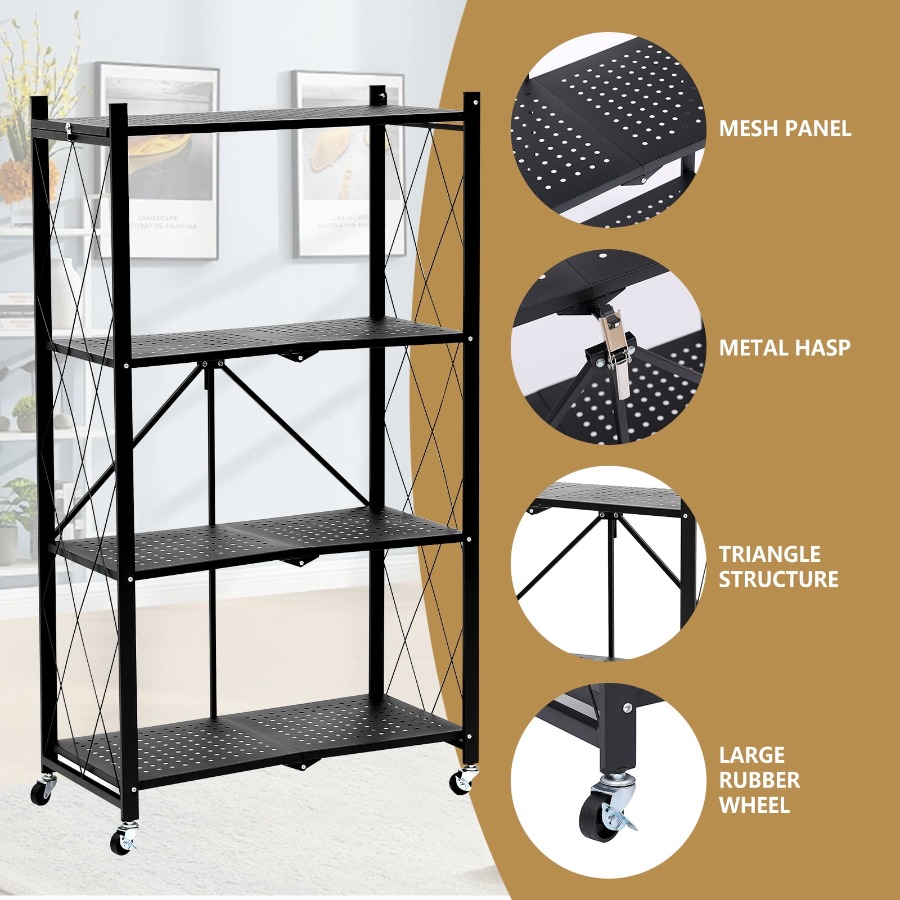 4-Tier Foldable Rolling Storag – обзор и цена Home Or Office Use